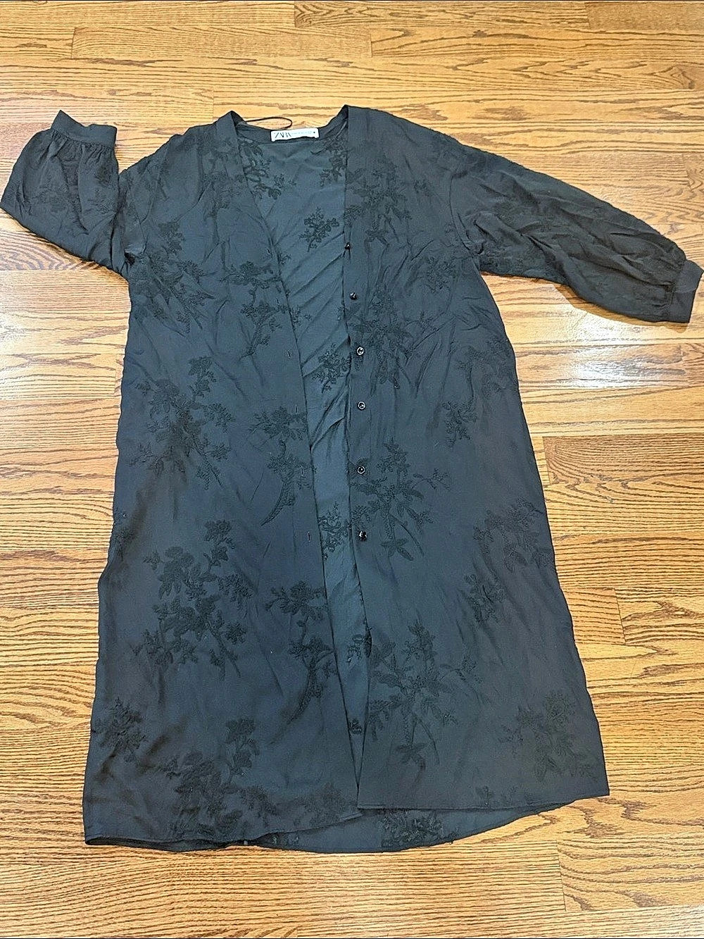 Zara Floral Midi Dress Black Size Medium